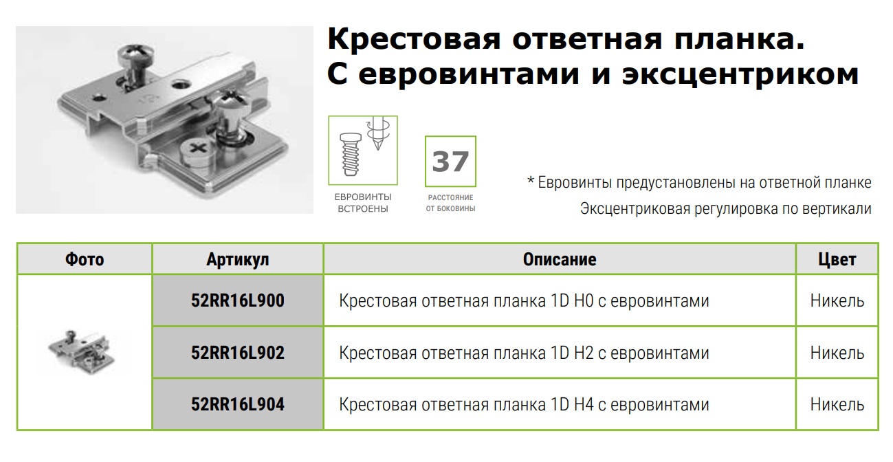 Крестовая ответная планка 1D H2 с евровинтами — фото 7