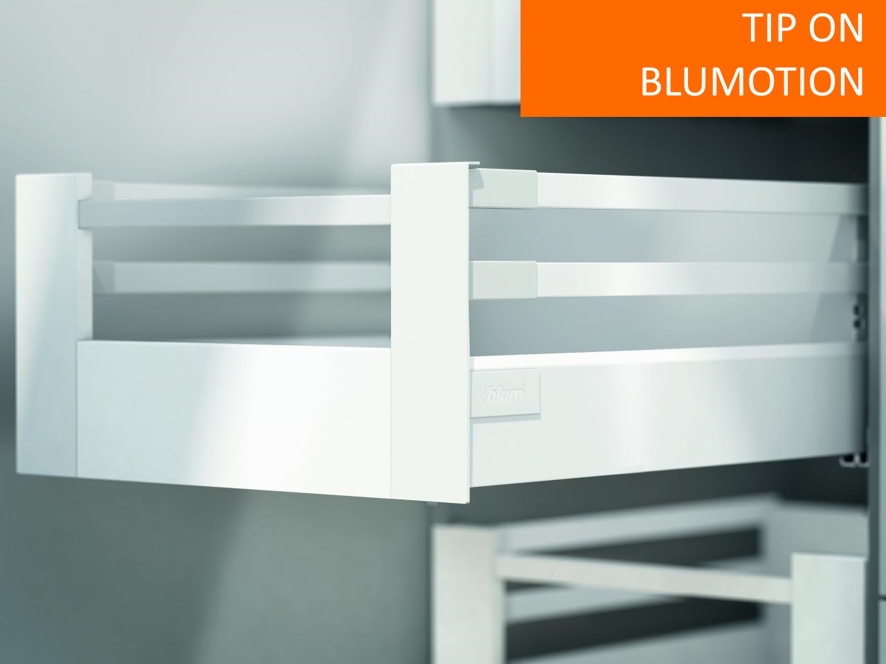 Высокий внутренний ящик TANDEMBOX antaro D - 2 релинга (высота D = 224 мм) TIP-ON BLUMOTION