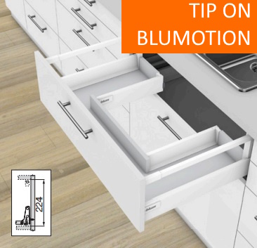 Ящик с высоким фасадом под мойку TANDEMBOX antaro D - 1 релинг (высота D = 224 мм) TIP-ON BLUMOTION
