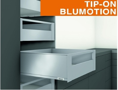 Высокий внутр. ящик панель с релингом LEGRABOX C (191 мм) TIP-ON BLUMOTION