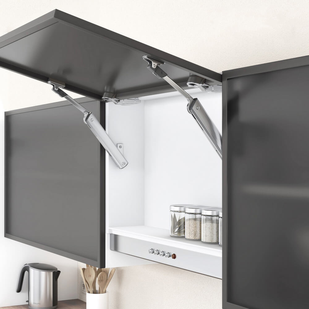 AVENTOS HK-XS узкая АЛЮМ. рамка, cиловой механизм 13 BLUMOTION, 2 петли, 2 механизма