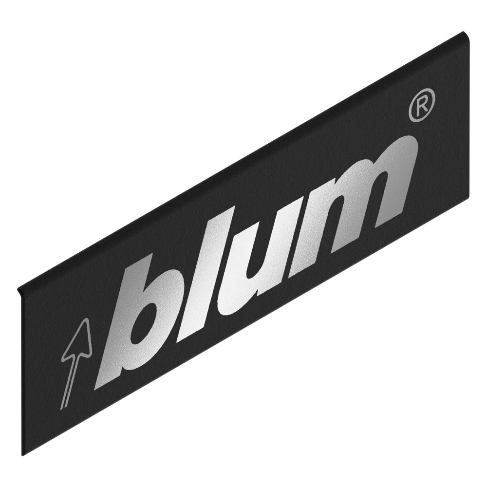 LEGRABOX заглушка cнаружи симметричная с надписью blum, КАРБОН черный мат.