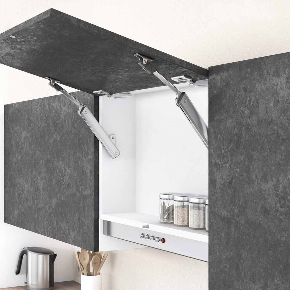 AVENTOS HK-XS, силовой механизм 11 TIP-ON, 2 петли, 2 механизма, белый шелк
