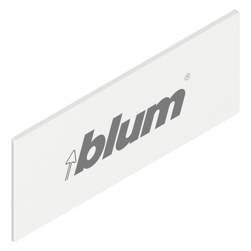 TANDEMBOX заглушка, прямоугольная, симметрич., с надписью (blum), белый шелк